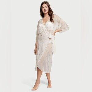 Bridal Sheer Long Embroidered Robe XS/S